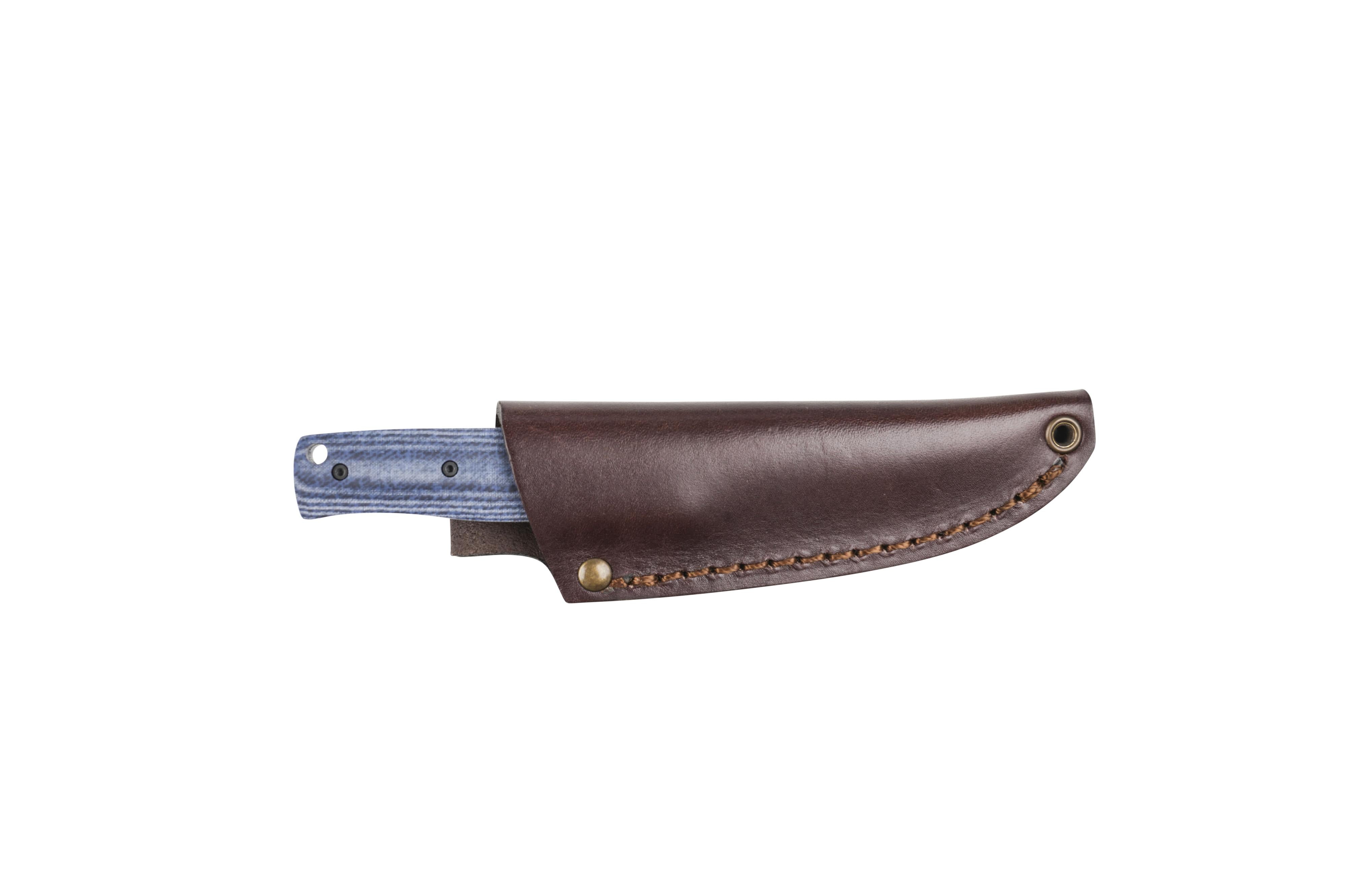 Pk70Fx - Bluejeans Micarta -  Scandi - Leather